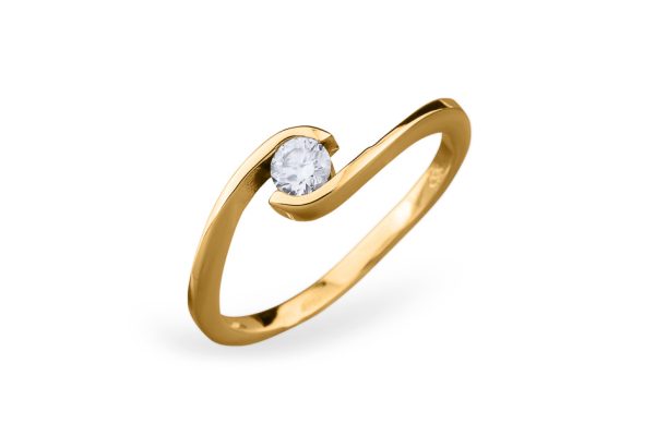 Inel de Logodnă Aur Galben cu Diamant 0.16ct și Prindere în Două Puncte