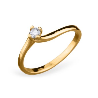 Inel de Logodnă din Aur Galben cu Diamant de 0.10 ct Model Sublim