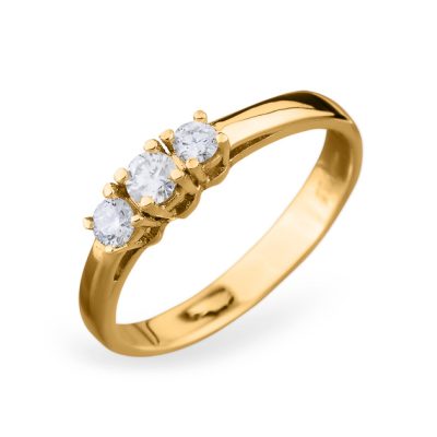 Inel de Logodnă cu Trei Diamante în Aur Galben 0.23 ct