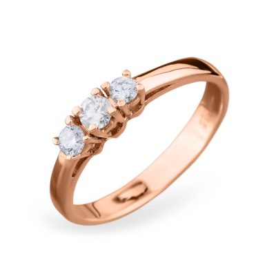 Inel de Logodnă cu Trei Diamante în Aur Roz 0.23 ct