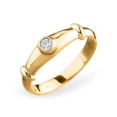 inel de logodna aur galben cu piatra zirconiu