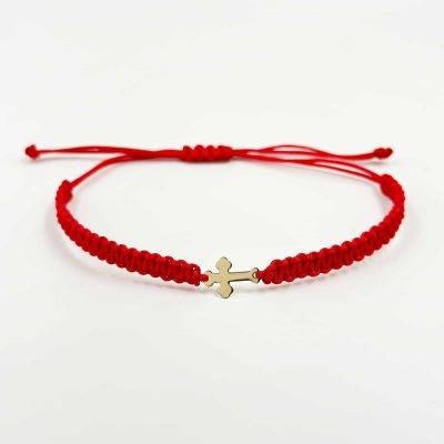 bratara cu snur si cruciulita aur 14k
