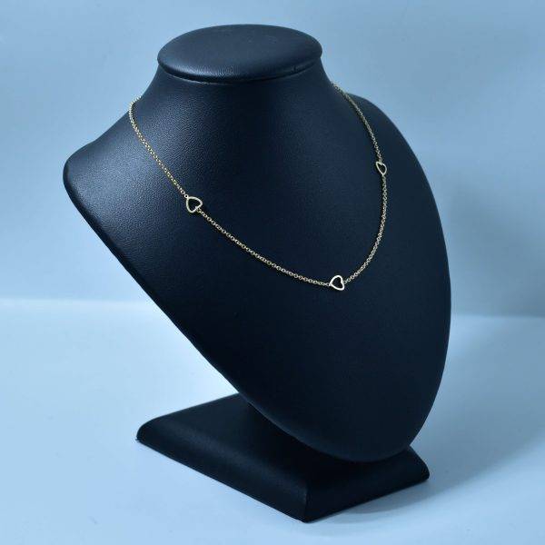 Lantisor aur copii cu 3 inimi decupate aur 14k