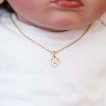 Lantisor aur copii cu inima in inima aur 14k