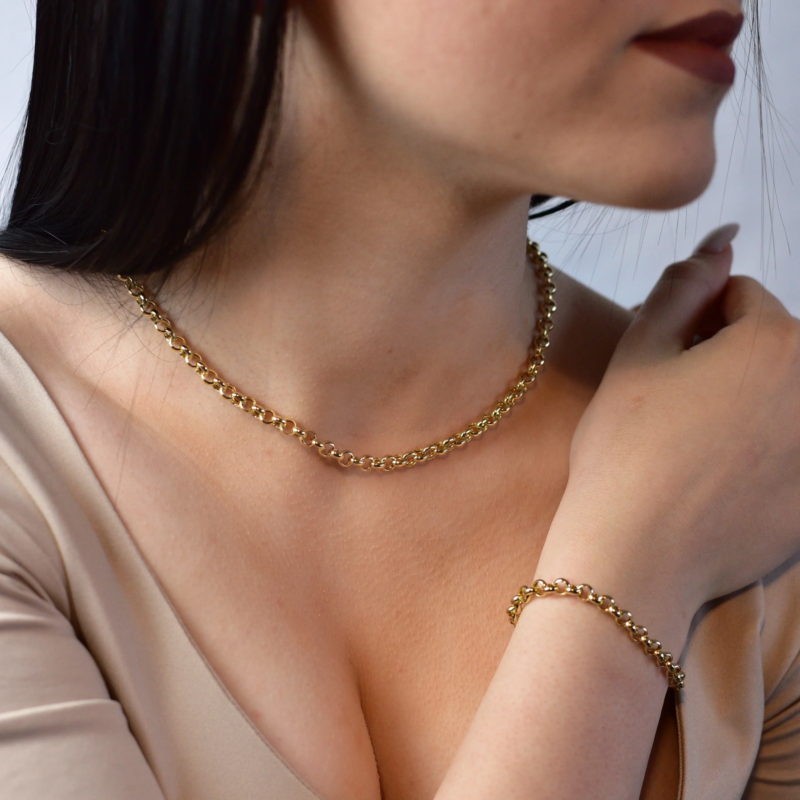 Bratara aur galben 14K dama clasica 19cm