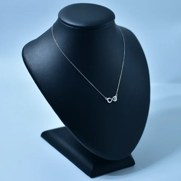 Lantisor Infinit din Aur Alb 14K cu Diamant Natural - imagine 3