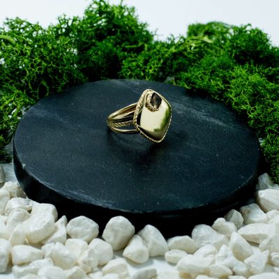 Inel Aur Dama Model Romb cu Piatra Zirconiu