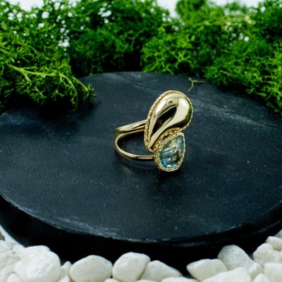 Inel Aur Dama Lacrima cu Piatra Zirconiu