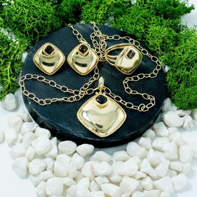 Set Aur - Inel Bratara si Lantisor cu Piatra Zirconiu